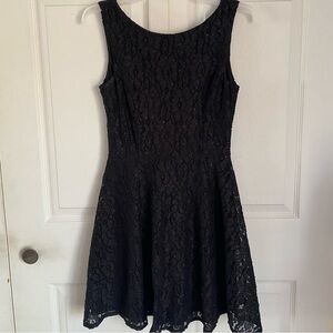 SPEECHLESS‎ Black Lace V-back Sleeveless Short Fit Flare Dress Juniors 5 A Line